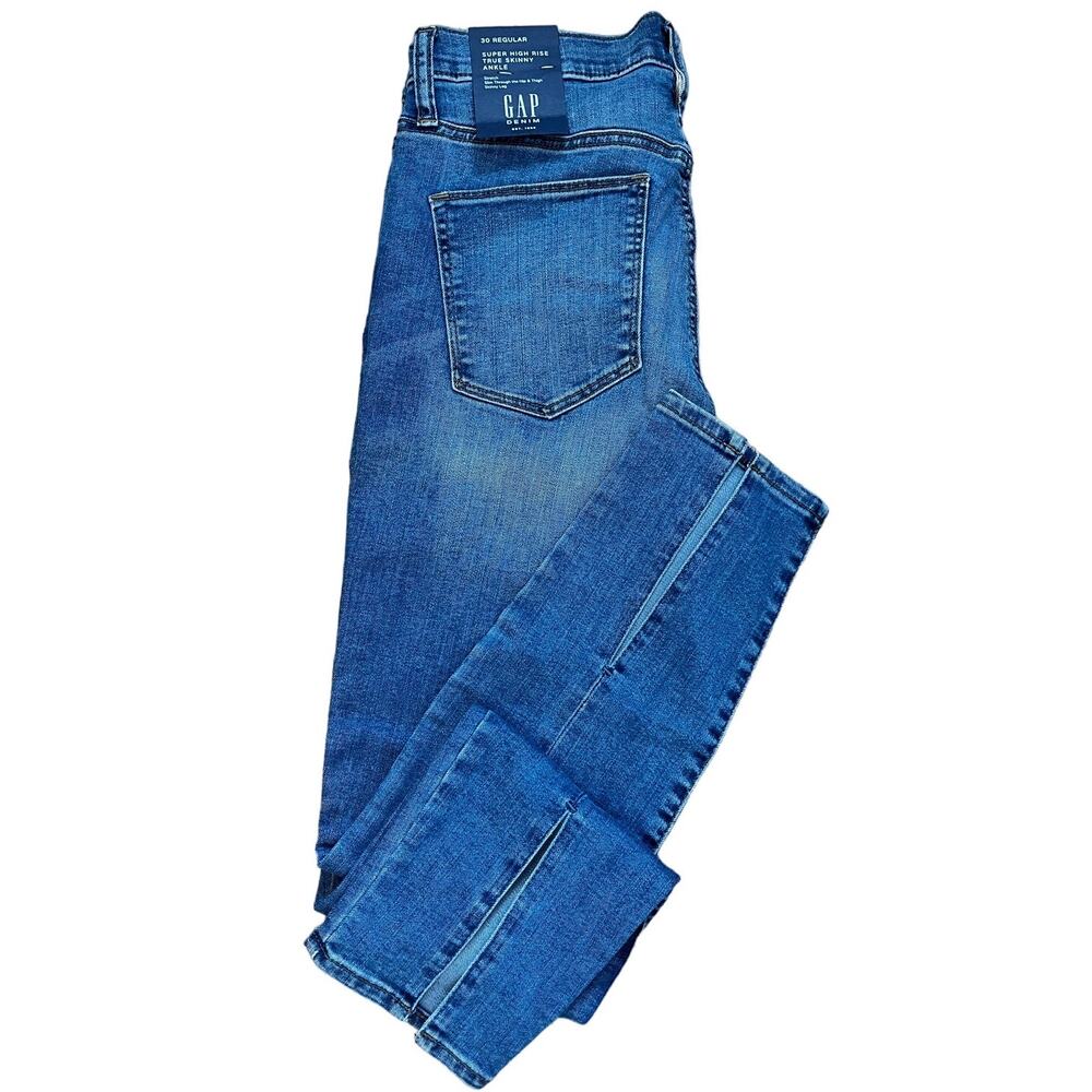Gap 1969 Women's Super High Rise True Skinny Ankle Cropped Front Slit SZ 30/10R